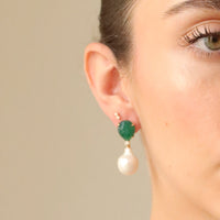 Agate Drop and Pearl Earrings