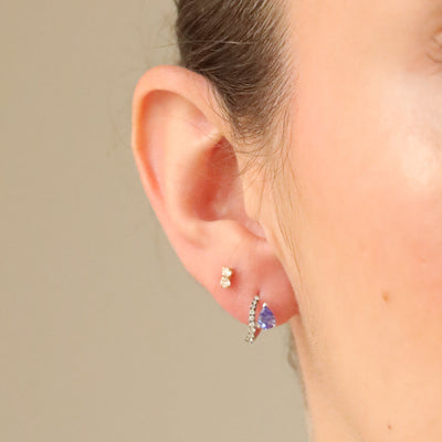 Tanzanite and Diamond Huggies