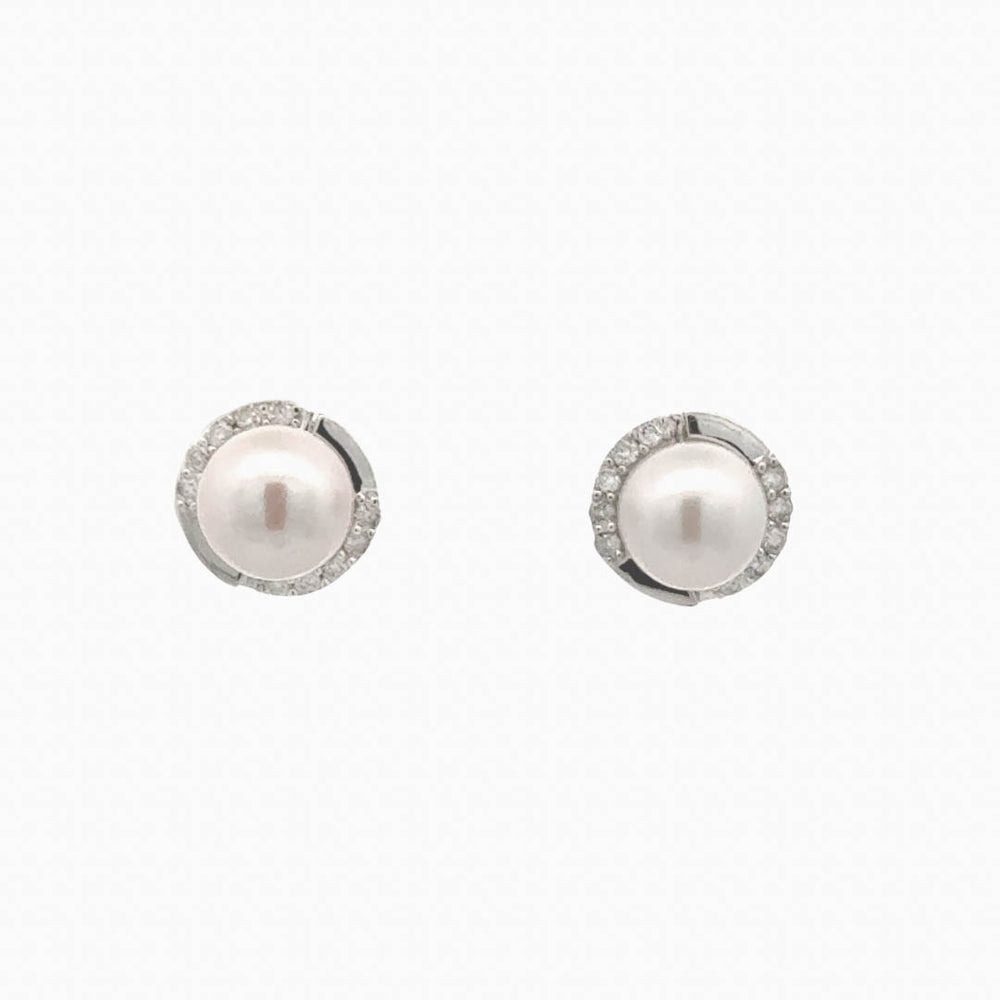 Pearl and Diamond Halo Earrings