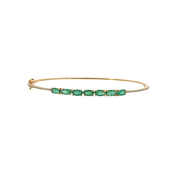 Oval Emerald and Diamond Bangle