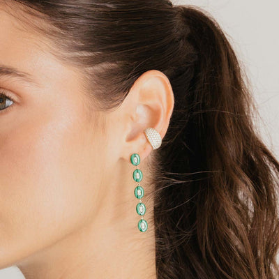 Long Malachite and Diamonds Origin Earrings