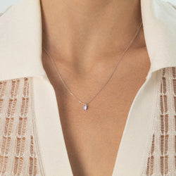 Emerald Cut Sapphire Necklace