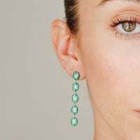 Long Malachite and Diamonds Origin Earrings