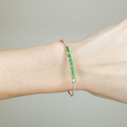 Oval Emerald and Diamond Bangle