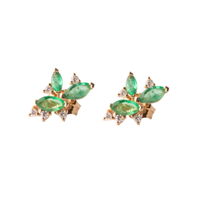 Emerald and Diamonds Flora studs