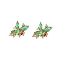 Emerald and Diamonds Flora studs