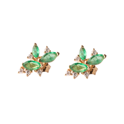 Emerald and Diamonds Flora studs