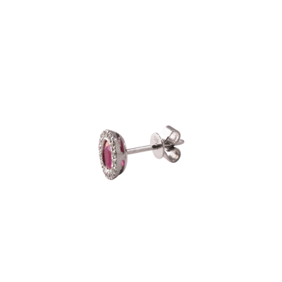 Oval Halo Ruby and Diamond Studs