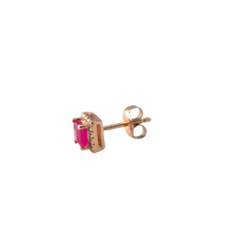 Squared Halo Ruby and Diamond Studs