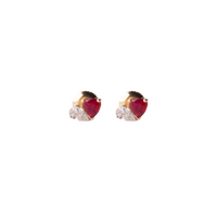 Heart Shape Ruby and Diamond Studs