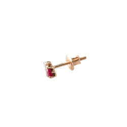 Heart Shape Ruby and Diamond Studs