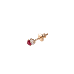 Heart Shape Ruby and Diamond Studs