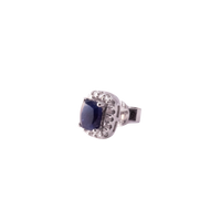 Natural Sapphire and Halo Diamond Studs