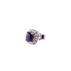 Natural Sapphire and Halo Diamond Studs