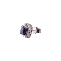 Natural Sapphire and Halo Diamond Studs