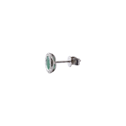 Oval Halo Emerald and Diamond Studs