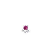 Round Ruby and Diamond Stud