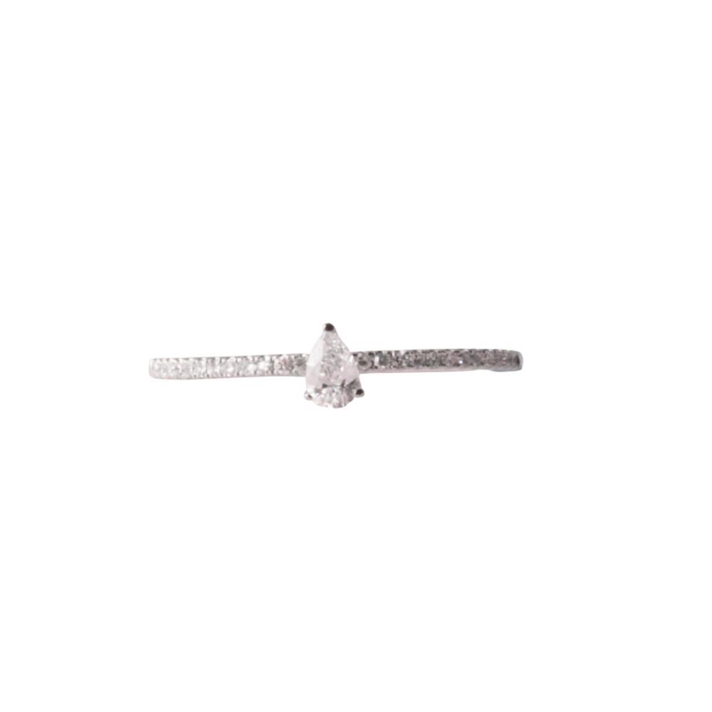 Tiny Pear Cut Diamond Ring