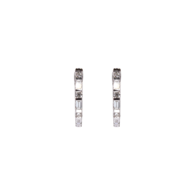 Baguette and Brilliant Cut Diamond Huggies