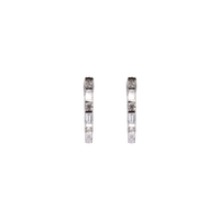 Natural Baguette and Round Diamond Huggies