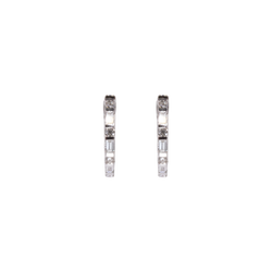 Natural Baguette and Round Diamond Huggies