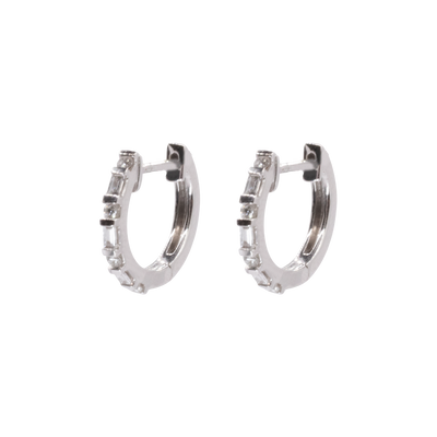 Baguette and Brilliant Cut Diamond Huggies