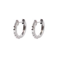 Natural Baguette and Round Diamond Huggies