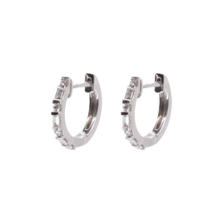 Natural Baguette and Round Diamond Huggies