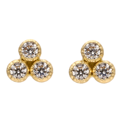 Clover three crystals studs