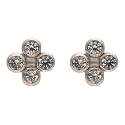 Clover four crystals studs