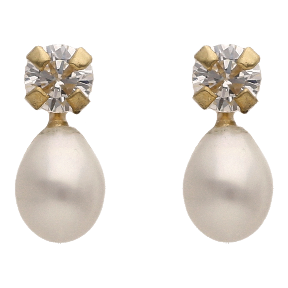 Baby pearl drop and tiny crystal studs