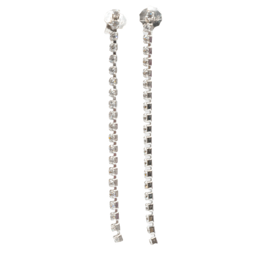 Long White Crystals Earrings