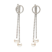 The 80's Long Crystals and Pearl Earrings
