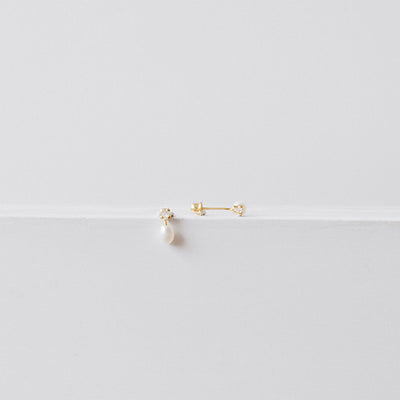 Baby pearl drop and tiny crystal studs