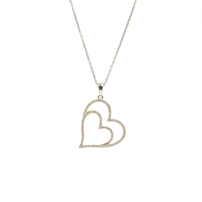 Natural Diamond Double Heart Necklace