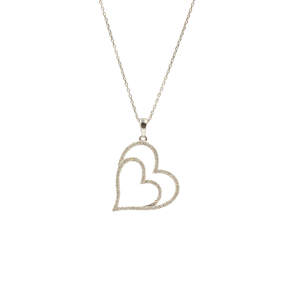 Natural Diamond Double Heart Necklace