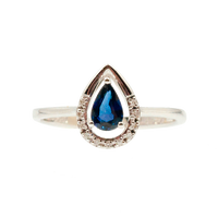 Natural Sapphire Pear Shape with Natural Diamond Halo