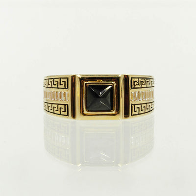 Black Stone Greek Ring