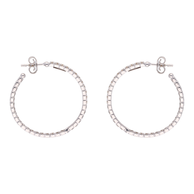 White Crystal Hoops Medium