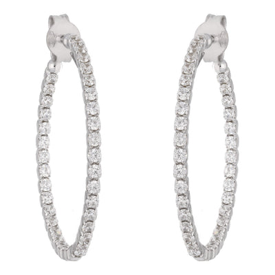 White Crystal Hoops Medium