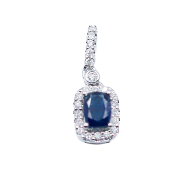 Natural Sapphire and Halo Diamond Necklace