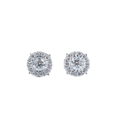 Natural Diamond and Halo Diamond Studs Medium