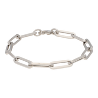 White Squared Oval Link Bracelet